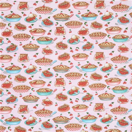 light pink fabric with pie dessert sweet treat Quilting Treasures