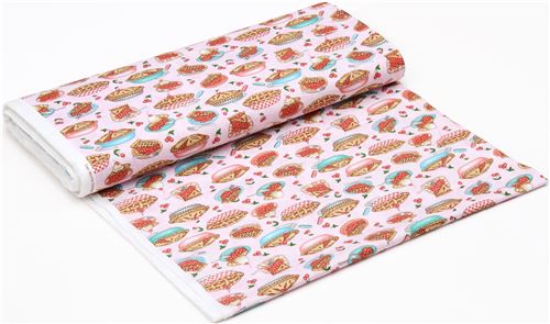 light pink fabric with pie dessert sweet treat Quilting Treasures