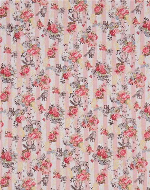 light pink natural color stripe Canvas fabric animal gold metallic