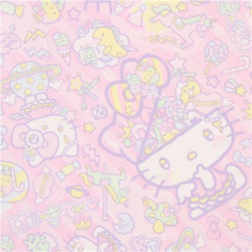 light pink stripe Hello Kitty sweet treat fabric 1