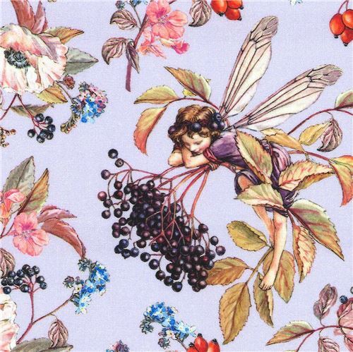 Resto de (41 x 112 cm) - Tela lila claro de Michael Miller con hadas de las flores hada del saúco