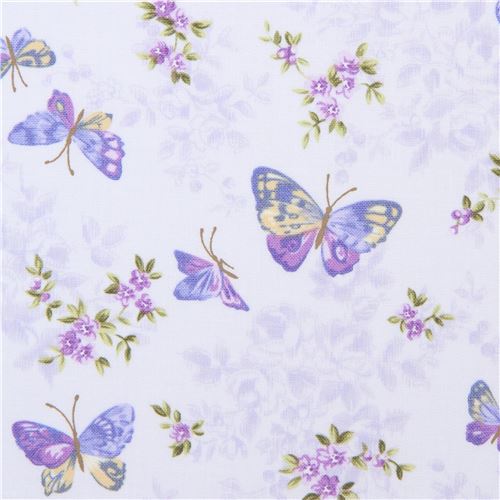 light purple Robert Kaufman fabric butterfly insect flower Lady
