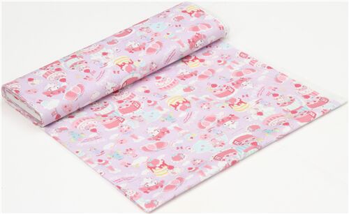 Rimanenza di (46 x 109 cm) - tessuto viola chiaro dessert oxford case My Melody torte 4