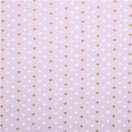 light purple fabric with mini white gold glitter heart by Michael Miller USA 2