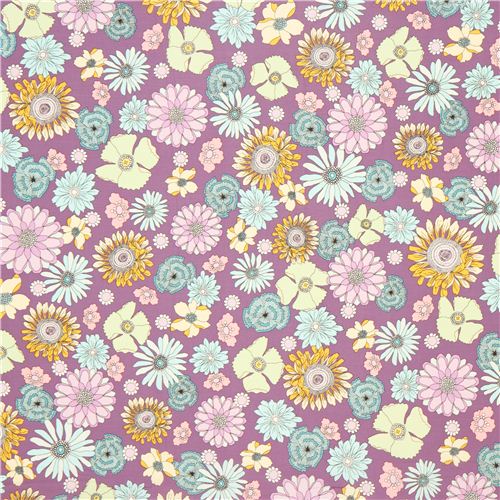 light purple flower fabric by Robert Kaufman USA 2