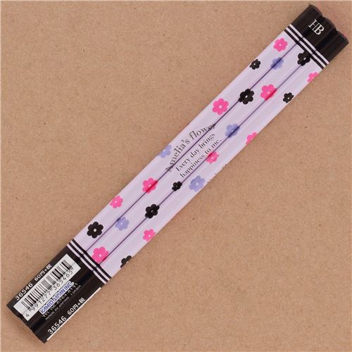 light purple pencil with cute pink purple black flower - Pens-Pencils ...