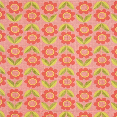 light red monaluna flower organic fabric from the USA 2
