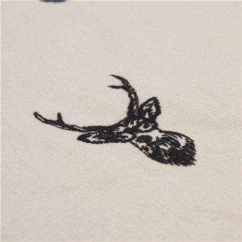 light taupe echino embroidered canvas fabric with deer stag animal circle dot 5