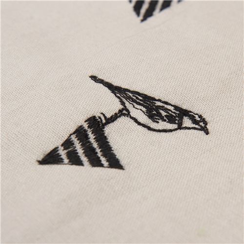 light taupe echino embroidered canvas fabric with triangle bird animal ...