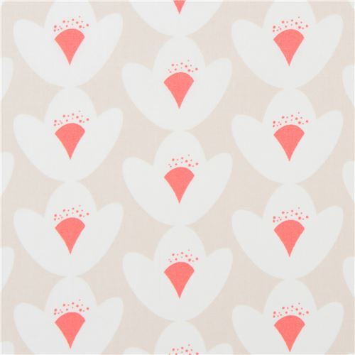 Hellbraungrauer Stoff mit Blumen von Art Gallery Fabrics - Reststück (109cm x 41cm)