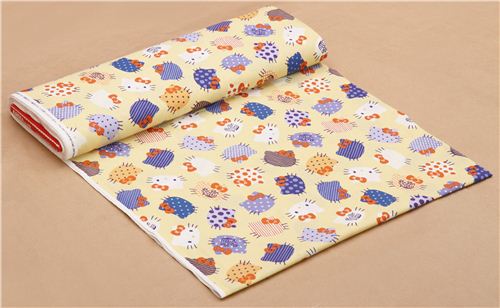 light yellow Hello Kitty cute face fabric by Kokka  3