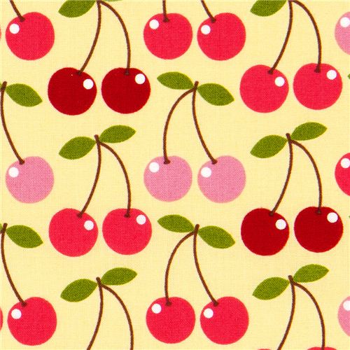 light yellow cherry fabric by Timeless Treasures USA 1