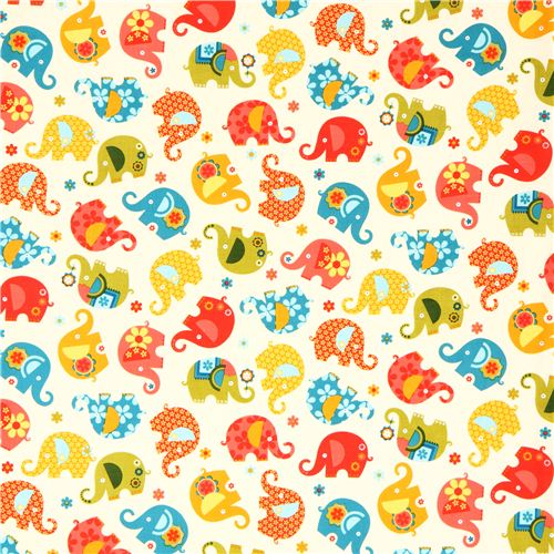 light yellow elephant fabric Michael Miller USA 2