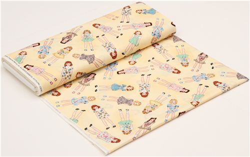 light yellow girls in dresses fabric by Timeless Treasures 3