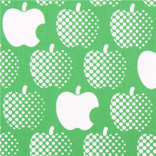 lightweight green apple cotton sateen fabric by Kokka 1