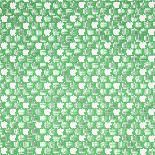 lightweight green apple cotton sateen fabric by Kokka 2