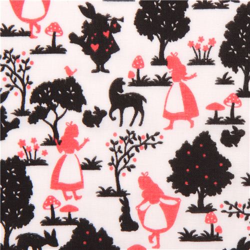 lightweight white Alice in Wonderland Kokka gauze fabric 1