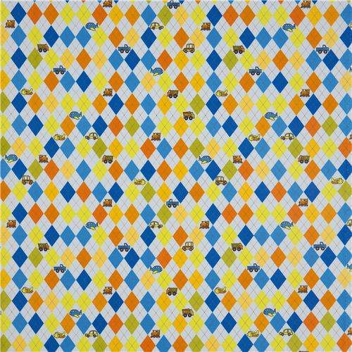 liight blue Riley Blake vehicle fabric for boys argyle 2