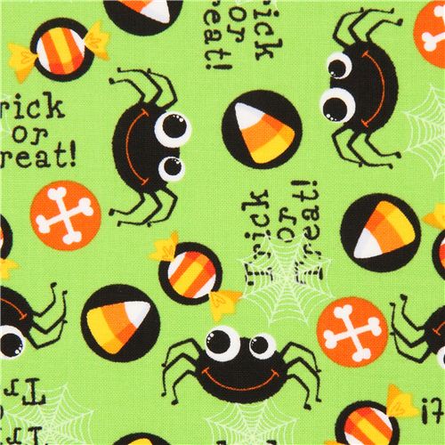 lime green Halloween spider fabric Timeless Treasures USA 1