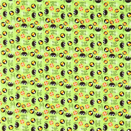 lime green Halloween spider fabric Timeless Treasures USA 2