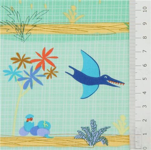 Remnant 50 X 112 Cm Lime Green Michael Miller Dinosaur World Fabric