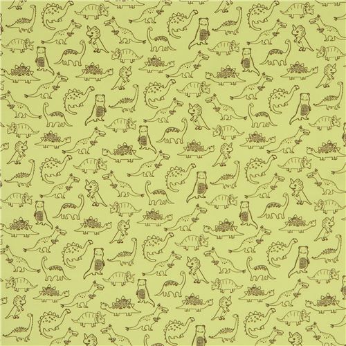 Tissu Robert Kaufman vert citron avec des dinosaures, Dinoroar Fabric