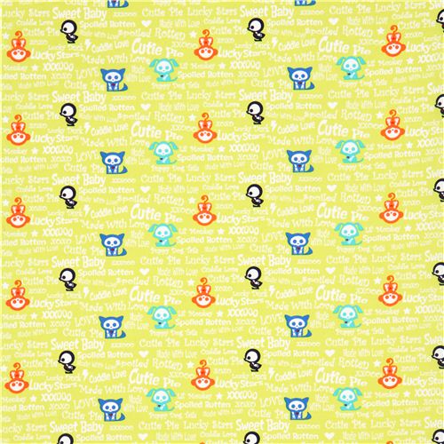lime green Skelanimals animal skeleton fabric from the USA 3