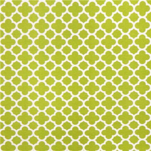 hellgrn-weier Blumen Ornament 'Quatrefoil' Jersey Stoff Riley Blake 2