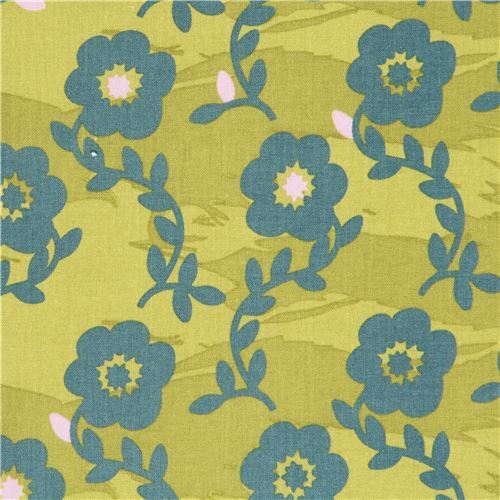 lime green greengrey Kokka cute flower fabric modeS4u