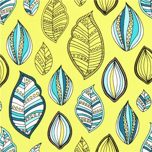 lime green leaf fabric by Robert Kaufman USA 1