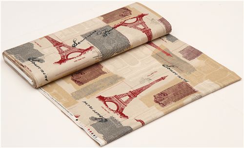 leinenfarbener Paris Eiffelturm Stoff von Timeless Treasures 3