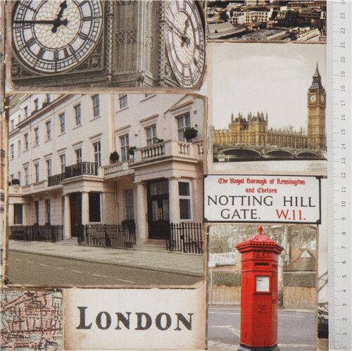 LOVE LONDON ICONIC RED POST BOX fabric 100% cotton sold /PER METRE/ BIG BEN