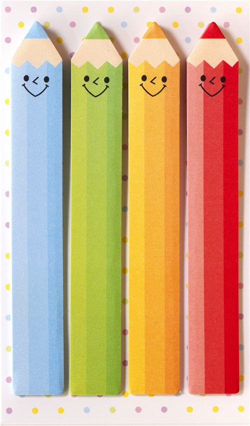 lange lustige Buntstifte Lesezeichen Sticker Postit modeS4u