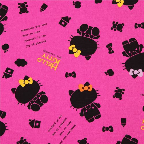 magenta Japanese shadow Hello Kitty oxford fabric by Sanrio 1