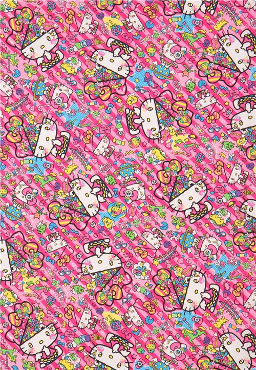 magenta pink stripe Hello Kitty sweet treat fabric - Hello Kitty Fabric ...