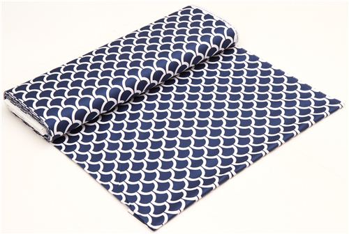 marine blue pattern cotton sateen fabric Michael Miller 3