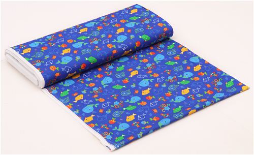 marine blue sea creature whale fabric 'Oceans of Fun' Blank Quilting USA 4
