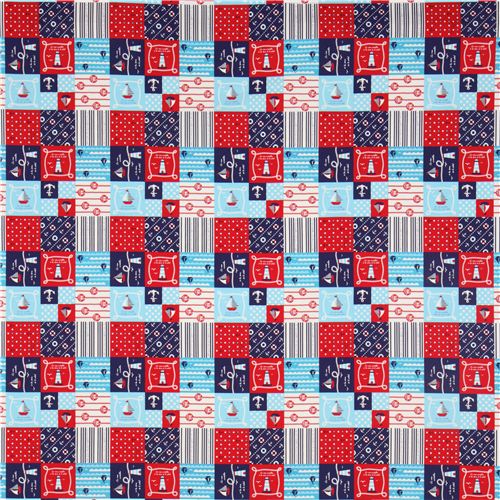 maritime Patchwork Kokka Canvas fabric ship lighthouse 2