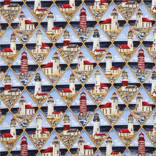 maritime lighthouse in diamonds fabric Timeless Treasures 2