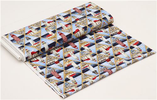 maritime lighthouse in diamonds fabric Timeless Treasures 3