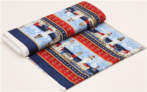 maritime lighthouse in stripes fabric Timeless Treasures 3