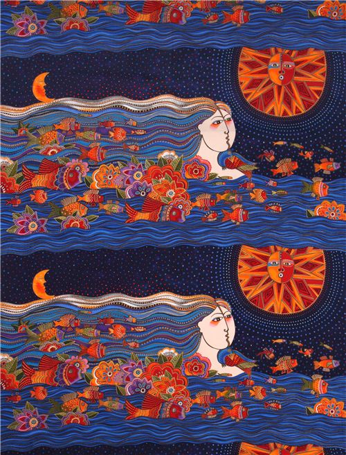 maritime navy blue sea spirit fabric Clothworks Sea Spirits 4