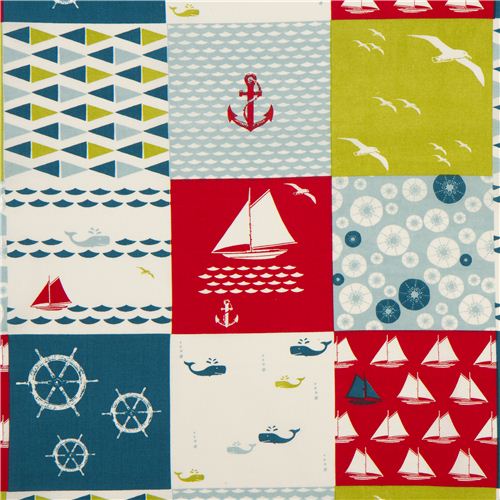 maritime patchwork birch organic fabric Set Sail 1