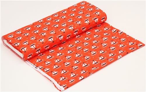 maritime red sailing ship fabric by Michael Miller  3