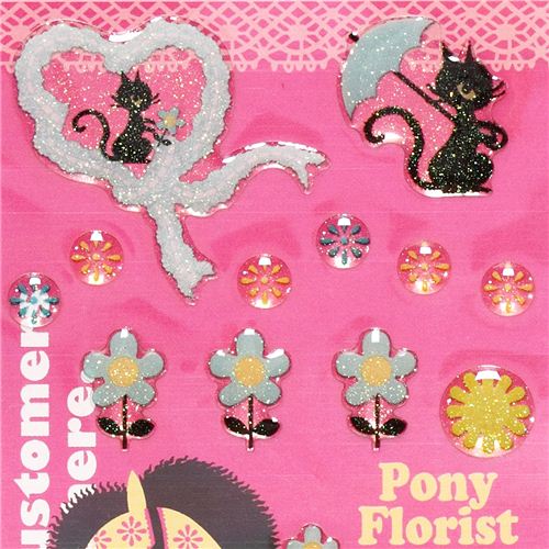 matryoshka cat flower 3D epoxy glitter stickers from Japan Sticker Sheets Sticker