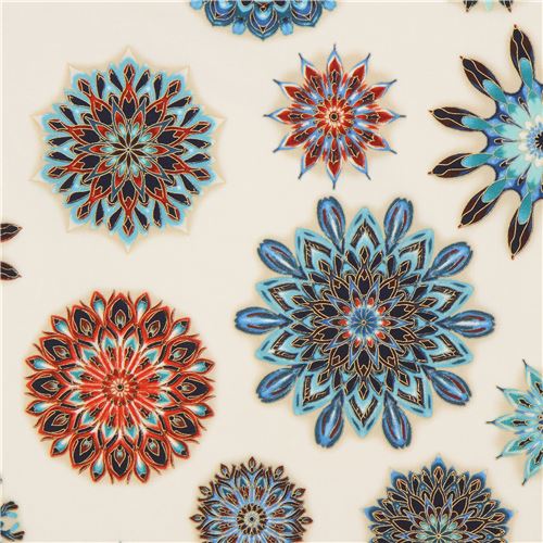 Cremefarbener Stoff mit Blumen von Robert Kaufman Stoff