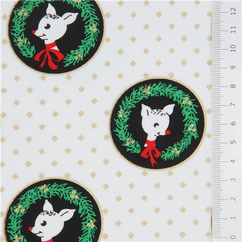 Fat Quarter (50 x 56 cm) - Weißer Stoff mit Rentieren von Michael Miller 2