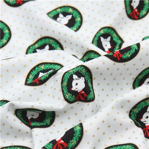 Fat Quarter (50 x 56 cm) - Weißer Stoff mit Rentieren von Michael Miller 4