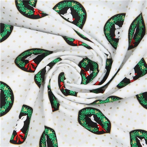 Fat Quarter (50 x 56 cm) - Weißer Stoff mit Rentieren von Michael Miller 5