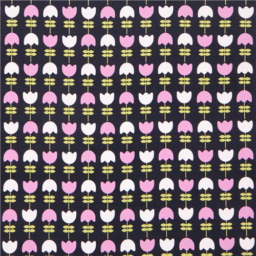 midnight blue tulip flower corduroy fabric Robert Kaufman Cool Cords 2